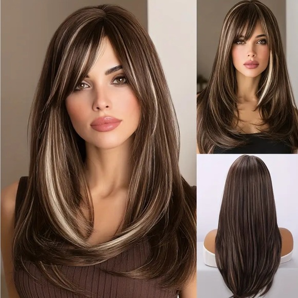 New Elegant Brown With Highlights Women's Wig